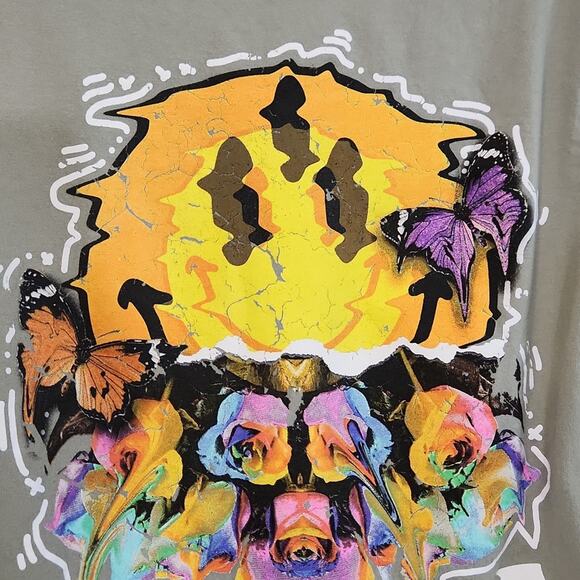 PacSun Los Angeles Men's Grayish Green Short Sleeve Utopia Print T-shirt Size SM - Picture 3 of 7